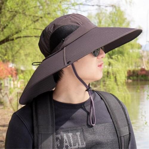 Quick-drying Fabric Fisherman Hat Protection Long Large Wide Brim Mesh Hiking Outdoor Beach Cap