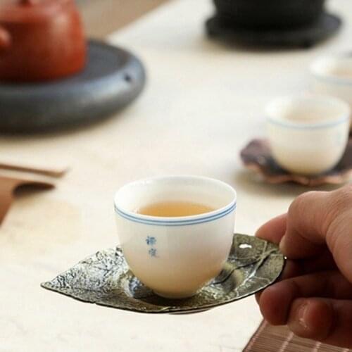 Tea Mat New Retro Metal Saucer Heat Holder Kung Fu Tea Ceremony Accessories Insulation Creative Small Leaf Shape Tea Coaster Cup