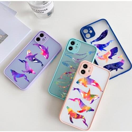 Whale Dolphin Phone Cases For iPhone XR XS Max X 8 7 6S Plus 11 12 Pro MaxMini Matte Shockproof Back Camera Protection Cover