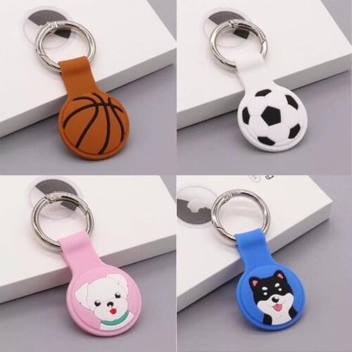 Cute Cartoon Dog Basketball Case For AirTag Soft Silicone Cover Ring Loop Anti Lost Device Holder Keychain Smart Accessories