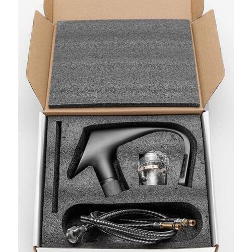 Black Faucet Bathroom Sink Faucets Hot Cold Water Mixer Crane Deck Mounted Single Hole Bath Tap Chrome Finished Drop