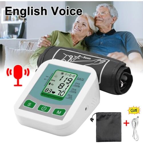 Digital Pressure Tonometer LCD Display Electronic Sphygmomanometer Voice Broadcast Upper Arm Blood Pressure Monitor