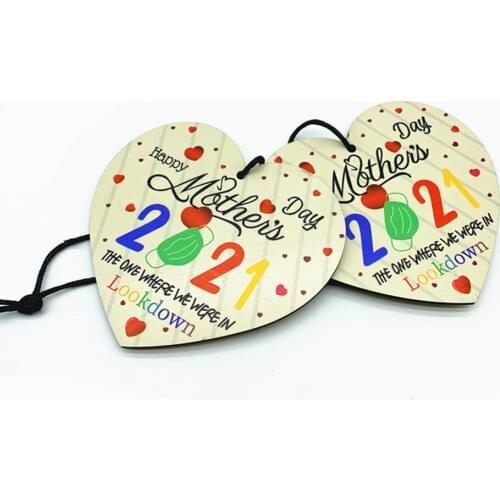 Happy Mothers Day In Lockdown 2021 Wooden Love Heart Colourful Plaque Hanging Ornaments Mum Mummy Mother Best Gift