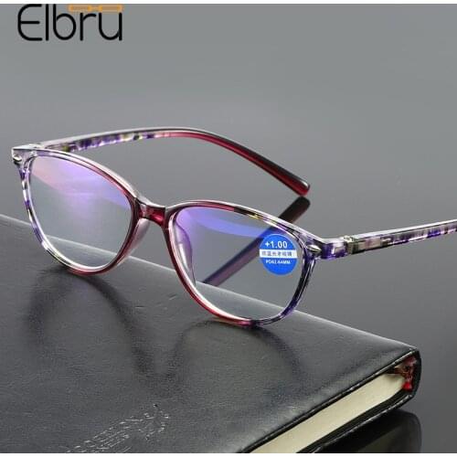 Elbru Anti-blue Light High Definition Reading Glasses Men Women Vintage Floral Frame Presbyopic Eyeglasses Diopters +1.0 to+4.0