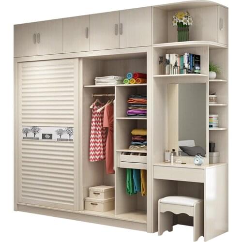 Wardrobe simple modern whole door sliding door wardrobe bedroom sliding door panel-style cloakroom