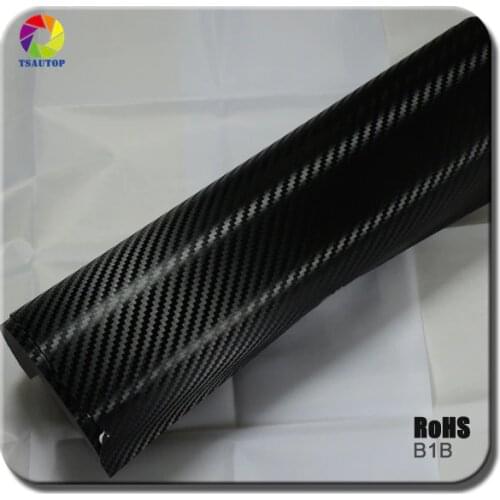 TSAUTOP Size 1.52x 30m 3d carbon film car vinyl wrap black color B1B Big texture Black