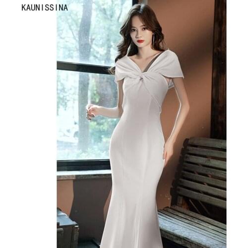 KAUNISSINA Simple Mermaid Wedding Dress Women Short Sleeve White Elegant Bride Dresses vestidos de novia para boda civil