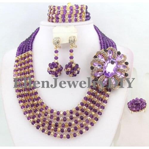 Classic Nigerian Wedding African Beads Jewelry Set Costume Jewelry Sets Free Shipping W11976