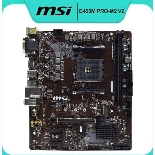 MSI B450M PRO-M2 V2 Socket AM4 AMD B450 Motherboard AMD Ryzen DDR4 32GB USB3.1 PCI-E 3.0 Micro ATX used Motherboard