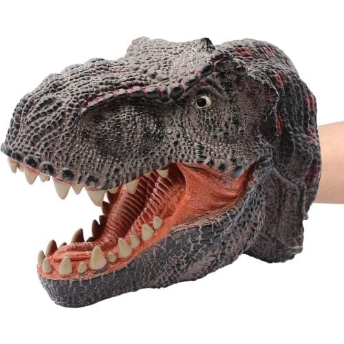 Soft Vinyl Rubber Animal Head Hand Puppet Figure Toys Gloves For Children Model Gift Dinosaur Hand Puppet Toys For Children
