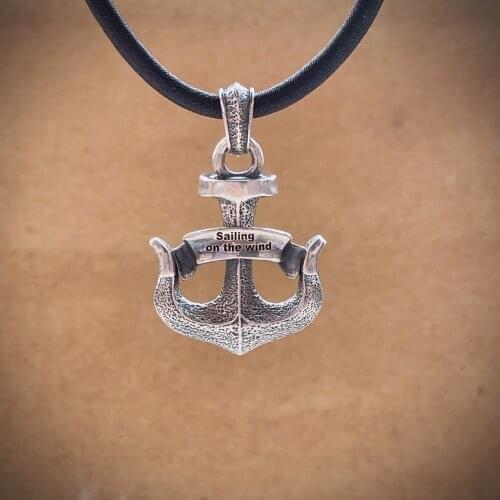 National standard S925 sterling silver anchor pendant