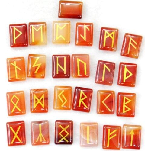 Natural aventurine Crystal Onyx tiger eye Stone Viking Runes Amulet Set Reiki Healing Crystals Divination Tumbled Stones 25pc