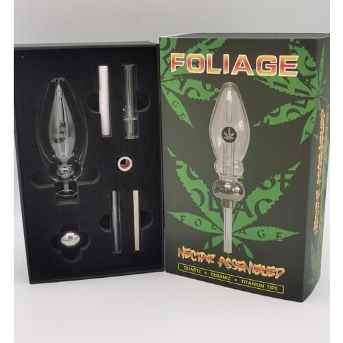 New Tobacco Glass Smoking hand Pipe Travel nectar Pipes collector with nail &Quartz Nail & Rainbow Titanium Coating Tool