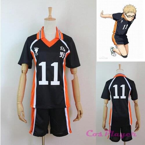 New Arrival Anime Karasuno High School Club Haikyuu!! Cosplay Costume Tsukishima Kei No.11 Jerseys