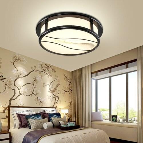 New Chinese Ceiling Lamp Simple Round Solid WoodLamp LED Bedroom Dining RoomBalcony Log Light
