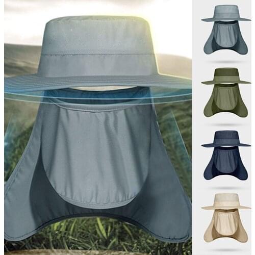 Summer Bucket For Men Women Hiking Fishing Hat Outdoor Neck Face Flap Cap Sun UV Protection Breathable Mesh Anti Mosquito Hats