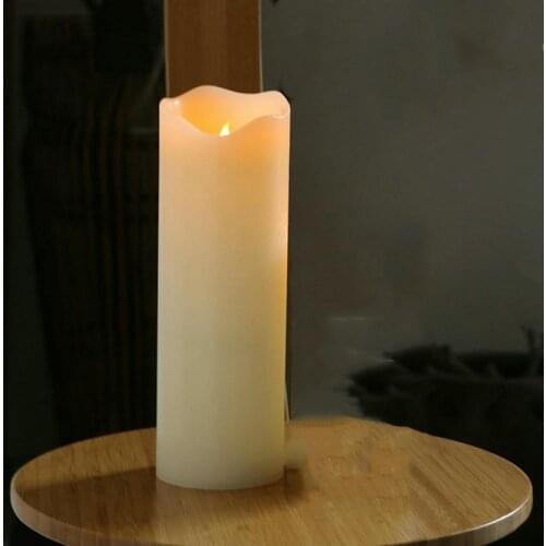 Rechargeable USB Powered led pillar Paraffin candle lamp wavy edge 7.5CM(Dia.) Wedding Xmas Party bar Home table decor 20CM(H)