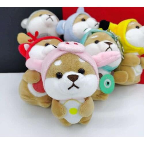 New Cute 10cm plush Shiba Inu Variety of wear soft fashion bag pendant Keychain good quality festival christmas gift for kid