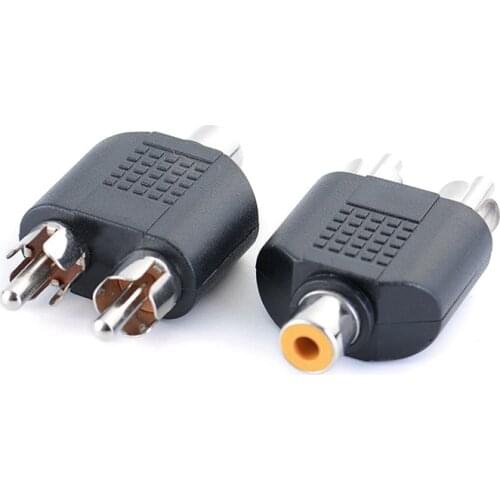 RCA Y Splitter AV Audio Video Plug Converter Male Female Plug 2 in 1 Adapter 1 pcs