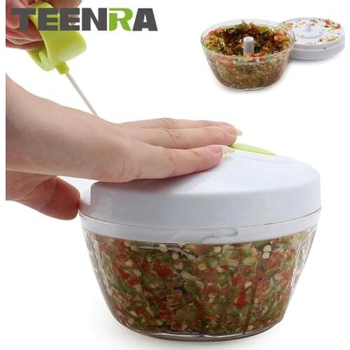 TEENRA 1pcs Manual Food Chopper Multifunctional Vegetable Cutter Speedy Fruit Slicer Shredder Garlic Ginger Chopper Mixer