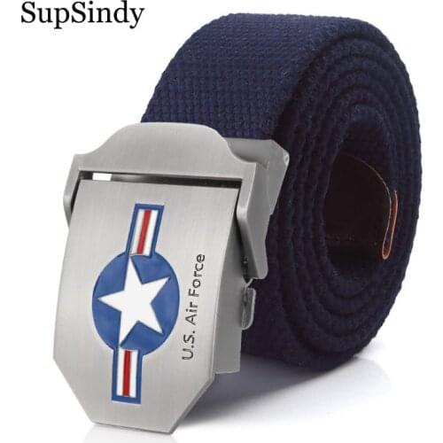 SupSindy Men&Women Military Canvas belt luxury US Air Force Metal buckle jeans waist belt Army tactical belts for Men strap male
