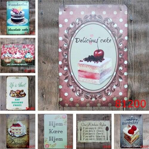 Wonderful Delicious Chocolate Cake Vintage Metal Plate Life Is Short Eat Dessert First Birthday Surprise Restaurant Decoration