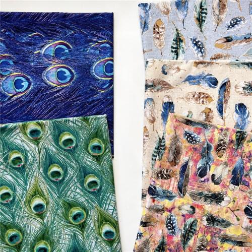 Wide110cm Vintage Peacock feather sunflower Fabric 100% Cotton Fabric Patchwork Sewing Material Diy Shirt Pillow mask Patchwork