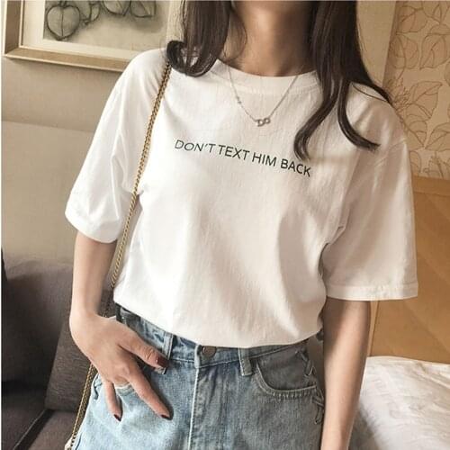 Funny letter print cotton t shirt for woman brand short sleeve shirt Graphic Tees Hipster Tumblr Cozy tops