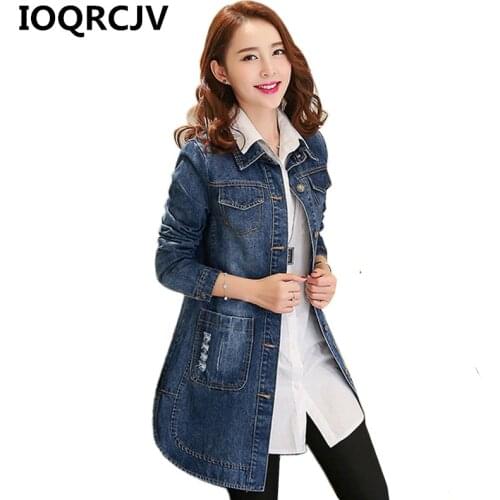 2019 Autumn Women Denim Jacket Coat Casual Jean Jackets Frayed Pattern Basic Coat Windbreaker Female Pocket Jacket S-5XL R570