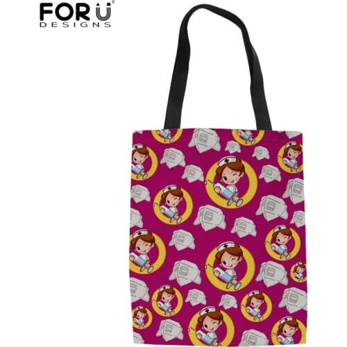 FORUDESIGNS Ladies Fashion Shoulder Handbags Girls Cute Medical Nursing Prints Women Large Tops Handle Outdoor Shopping Bolsa