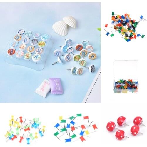 1pack Map Flag Push Pins Tacks, Assorted 7 Colors Good for a world map having geography lessons pinning up travel photos