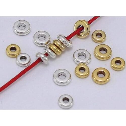 100pcs/lot Coin Spacer beads antique gold color flat round Loose beads for Jewelry bracelet Necklace making DIY