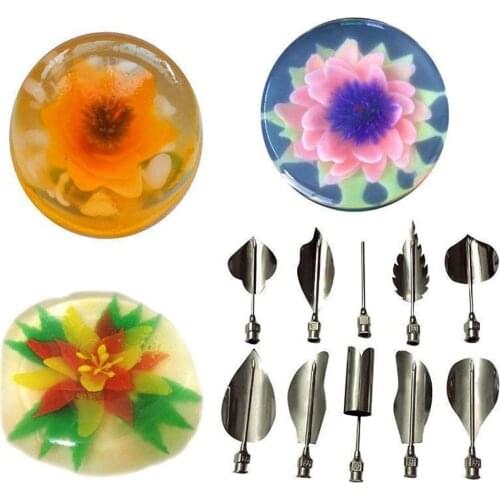 LINSBAYWU 5PC 3D Jelly Art Needles Tools Carnation Cake Jello Gelatin Tools Puding Nozzle Cake Decorating Mold
