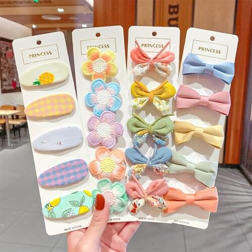 7PCS/Set New Cute Cartoon Flower Bow Hair Clips For Girls Kids Sweet Hairpins Barrettes Headband Fashion Hair Accessories Set