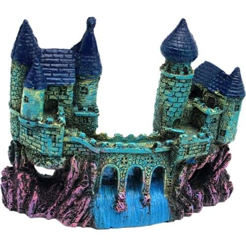 Aquarium Medieval Castle Hand Painted Detailed Fish Tank Decoration