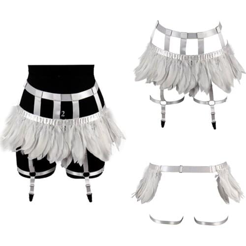 Bdsm Bondage Feather Thigh Bands Wedding Garter Belt Erotic Lingerie Body Woman Buttocks Suspenders Belt Harness Fashion