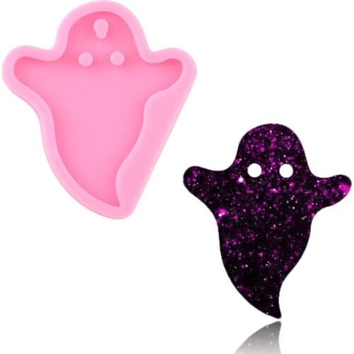 Shiny Glossy Halloween Ghost Silicone Keychain Mold Pendant Polymer Clay Molds Necklace Charms Making Jewelry Moulds