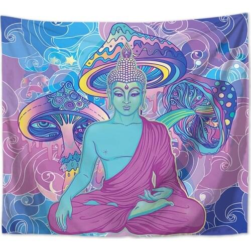Buddha mushroom tapestry wall hanging blanket home decor tenture psychedelic tapestry