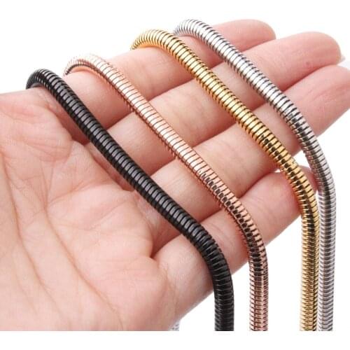 New Design 4.2mm Wide Snake Herringbone Chain Necklace Stainless Steel Gold Color Charm Womens Mens Neck Jewelry 24 Inch