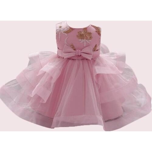 Boiiwant 3-24M Kids Party Dress for Kids Girl Wedding Sequin Flowers Round Neck Sleeveless Princess Dress Up Summer Formal Dress