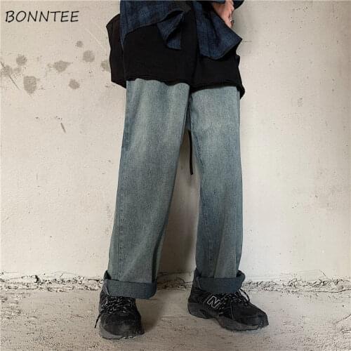 Jeans Women Vintage Popular Loose All-match Autumn Full Length Chic Wide Leg Trousers Newest Lady Korean Style Teenagers Simple