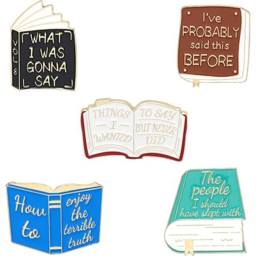 Book Badges Enamel Pin Cute Brooches For Backpack Women Pins Metal Decorative Brooch Art Badges Jewelry Accessories For Clothes