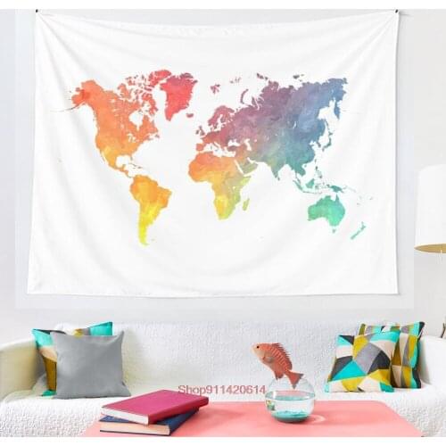 Map of the world colored tapestry Wall Hanging Astrology Divination Bedspread
