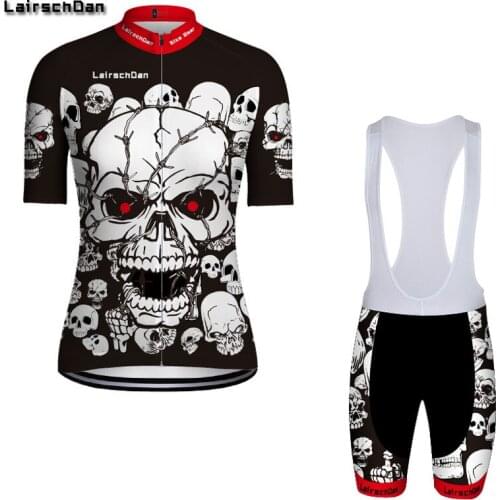 Conjunto De Ciclismo 2021 LairschDan White skull Cycling Clothing Kit Road Bike Jersey Set For Men/Women MTB Outfit Bicycle Suit