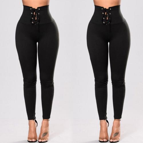 Hot Fashion Women Lady Black High Waist Leggings Casual Pants Sexy Skinny Bandage Pencil Trousers Stretch Fitness Leggings
