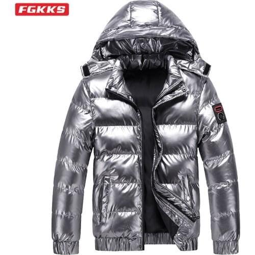 FGKKS Brand Men Solid Color Parkas Winter New Mens Casual Wild Cotton Jacket Coats Male Trendy Biker Parka Coat Clothing