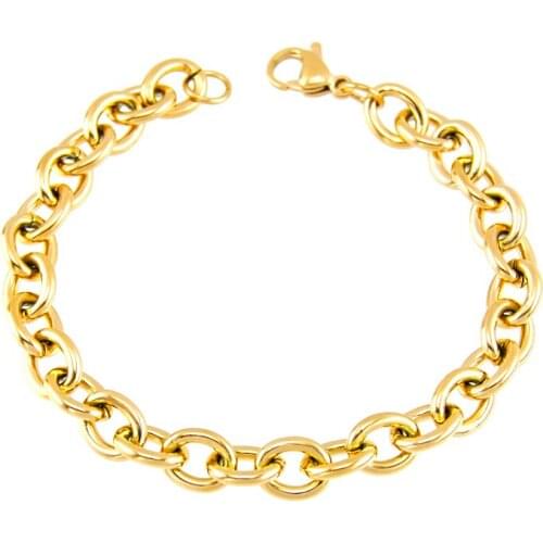 Men & women bracelet big Rolo 8mm steel,gold,rosegold bracelet Stainless Steel bangle for couples Link Chain love Bracelets