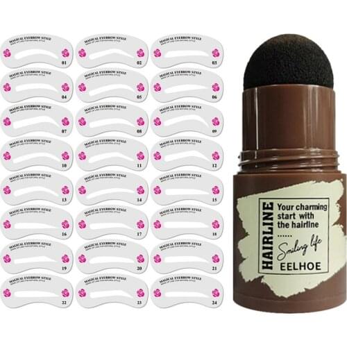 One Step Brow Stamp Shaping Kit Waterproof Long Lasting 24 Popular Shapes Makeup Easy To Use Eyebrow Enhancer Stamp