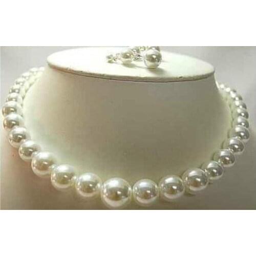 Natural 11-13mnm Australian south sea white pearl necklace 18'' earring