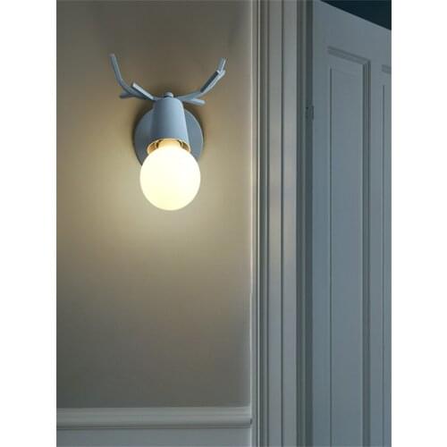 Nordic Macaron Antler Wall Lamps Headlight Corridor Walkway Childrens Room Deer Sconce Wall Lights Bedroom Living Room Lighting